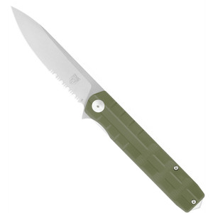 CobraTec Large Kuzio Drop Serrated Folder Knife Folding Blade OD Green - CTKUZIOODGDS