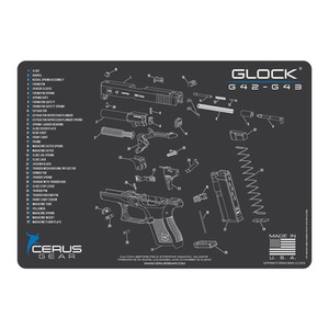 Cerus Gear - Glock 42-43 Schematic Promat - Charcoal Gray/cerus Blue - HM-GLK-42-SCH-GRY