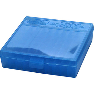 Mtm Case-gard - P-100 Series Large Handgun Ammo Box - 100 Round - Clear Blue - P-100-45-24