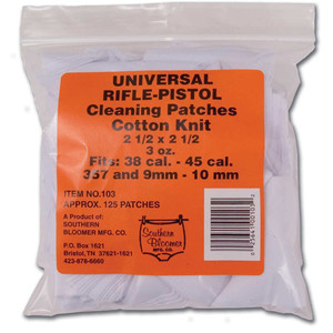 Southern Bloomer - Cotton Knit Cleaning Patches - 2.5x2.5, .30-.45 Caliber Universal, (130 Pack) - 103
