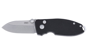 Columbia River Knife & Tool Squid Button Lock, Folding Knife, 2.27" Drop Point Blade, D2 Blade Steel, 5.7" Overall Length, Stone Wash Finish, Silver, Black G10 Handle, Button Lock 2474