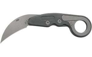 Columbia River Knife & Tool Provoke Compact, Folding Knife, Silver, Plain Edge, Karambit, 2.26" Blade, Stonewashed Finish, D2 Steel, Aluminum Handle 4045