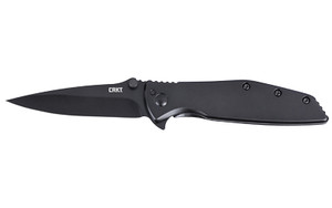 Columbia River Knife & Tool Slag, 2.95" Folding Knife, Plain Edge, D2 Steel Blade, Stainless Steel Handle, Black, Frame Lock, IKBS 7600K