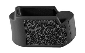 Hogue Grip Extension, Magazine Base Pad, For Glock 19 9MM 10/15 Round Magazines to Fit Glock 26, OverMolded Material, Cobblestone Texture, Black 18610