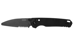 Kershaw Bel Air XL-EMT, Folding Knife, 3.25" Sheepsfoot Blade, CPM MagnaCut Blade Steel, 7.86" Overall Length, Stonewash Finish, Gray, Serrated Edge, G-10 Handle, Black, Tip Up Pocket Clip 6110EMT