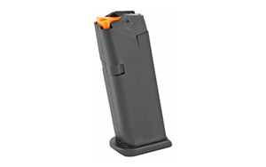 GLOCK OEM Magazine, 9MM, 10 Rounds, For GLOCK 19, Cardboard Style Packaging, Polymer, Black, Orange Follower, Gen5 47289