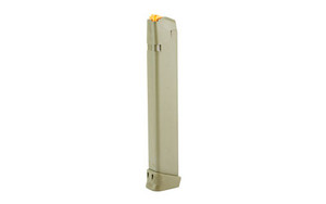 GLOCK OEM Magazine, 9MM, 33 Rounds, For GLOCK 17/34, Cardboard Style Packaging, Orange Follower, Olive Drab Green 47462