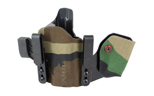 Safariland INCOG-X, Joint Collaboration with Haley Strategic, Inside the Waistband Holster, Fits SIG P365/X/XL, Integrated Magazine Caddy, Microfiber Suede Wrapped Boltaron Construction, Woodland Camo, Right Hand 1341425