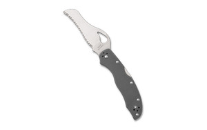 Spyderco Gooney, Folding Knife, 3.44" Hawkbill/Sheepsfoot Blade, SpyderEdge, 9Cr18MoV Blade Steel, 7.71" Overall Length, Back Lock, Satin Finish, Silver Blade, Gray G-10 Handle BY24GSGY