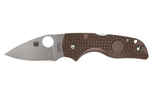 Spyderco Lil Native Lightweight Sprint Run, Folding Knife, 2.42" Drop Point Blade, 5.9" Overall Length, CPM15V Blade Steel, Plain Edge, Satin Finish, Silver, Brown FRN Handle, Back Lock C230PBN15V