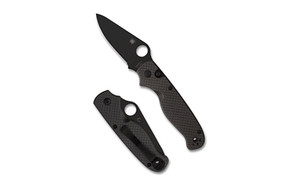 Spyderco ButtonUp Carbon Fiber, Folding Knife, 3.27" Clip Point Blade, 7.5" Overall Length, 8Cr13MoV Blade Steel, Plain Edge, Black Oxide Finish, Black Carbon Fiber Handle, Button Lock C275CFPBK