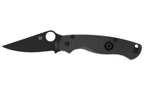 Spyderco Para Military 2 Lightweight, Folding Knife, 3.47" Clip Point Blade, 8.29" Overall Length, CTS BD1N Blade Steel, Plain Edge, DLC Finish, Black, Black FRN Handle, Compression Lock C81PBBK2