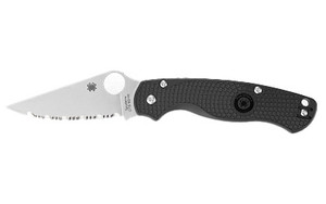 Spyderco Para Military 2 Lightweight, Folding Knife, 3.47" Clip Point Blade, 8.29" Overall Length, CTS BD1N Blade Steel, SpyderEdge, Satin Finish, Silver, Black FRN Handle, Compression Lock C81SBK2