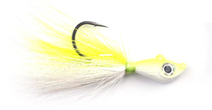 Mustad Big Eye Bucktail Jig, 1/2oz Chartreuse/White 1pk