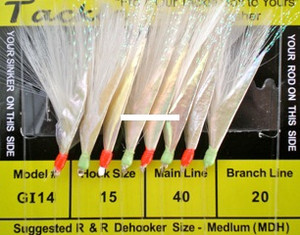 R&R Tackle Fish Skin Sabiki, GoogleEye 10Hk GrnHd/RedBead
