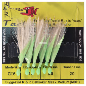 R&R Tackle Fish Skin Sabiki, GoogleEye 6Hk GrnHd/GloBead