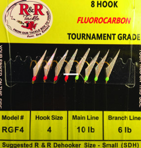 R&R Tackle Sabiki/Bait Rig, Red/Green with Fish Skin 1pk