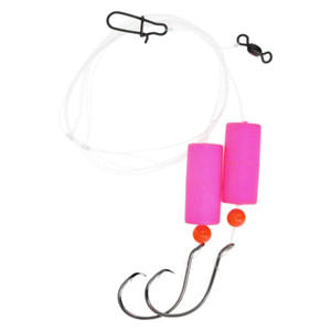EA Lazer Pompano 2-Hook Rig, 2/0 Cylinder Float Pink 2pk