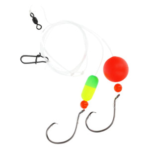 EA Lazer Pompano 2-Hook Rig, 3/0 Pill/Rnd Grn/Ylw;Red 2pk
