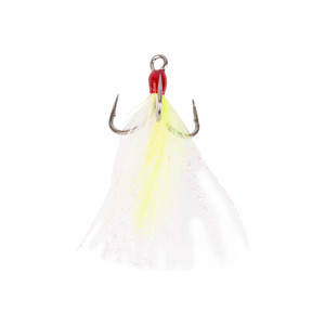 Mustad TBH InLineTrpGripShrt, #6 WhiteTinsel/TS Finish 2pk