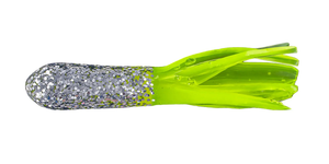Big Bite Baits 1.5" Glitter Head Tube 10pk - Silver Glitter/Chart