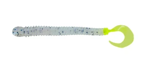 Big Bite Baits 4" Disc Worm 10pk - Blue Pearl/Chartreuse Tail