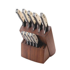 Bear & Son - Bear & Son 10 Piece Block Set Fixed Kitchen Knives White Smooth Bone with Walnut Block - WSBBLOCKSET