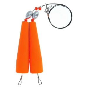 EC Foam Popping Rig Wire, 1oz 5''F;34''Ldr;Org 2pk