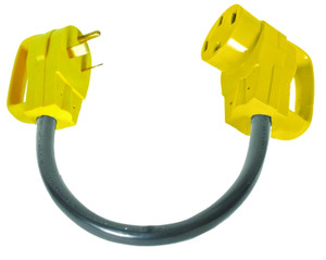 Camco 55185 Power Grip Dog Bone - Electric Adapter 30Amp M/50Amp - 55185 Camco 55185 Power Grip Dog Bone - Electric Adapter 30Amp M/50Amp - 55185