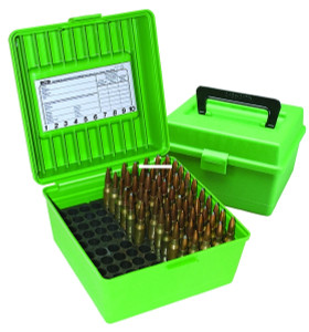 MTM R-100-MAG-10 Deluxe Flip-Top - 100-Round Magnum Ammo Box, w/Handle - R-100-MAG-10