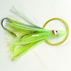 P-Line RSQ45-026 Rigged Squid Skirt - 4 1/2", Glow - RSQ45-026