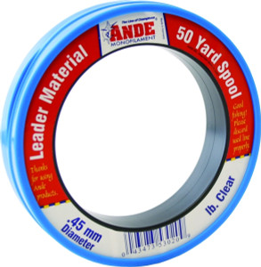 Ande PCW50-125 Mono Leader Wrist - Spool 125lb 50yd Clear - PCW50-125 Ande PCW50-125 Mono Leader Wrist - Spool 125lb 50yd Clear - PCW50-125