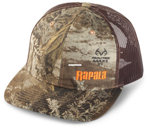 Rapala RTC107 Trucker Cap - Realtree/Brown Mesh, Left Logo Blaze - RTC107