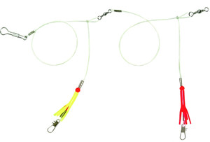 Sea Striker 2RYS Skirted Bottom Rig - 40 Lb Mono, 2-Drop, Red/Yellow - 2RYS