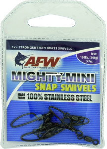 AFW FTSS120B-A Mighty-Mini SS Snap - Swivels 120Lb test 5Pc Blk - FTSS120B-A AFW FTSS120B-A Mighty-Mini SS Snap - Swivels 120Lb test 5Pc Blk - FTSS120B-A