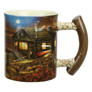 Rivers Edge 2435 Ceramic Mug 3D - 15oz - Cabin Scene - 2435 Rivers Edge 2435 Ceramic Mug 3D - 15oz - Cabin Scene - 2435