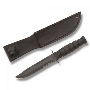 Ka-bar Knives - Short Clip Serr 5.25 W/lthr Blk - 1257 Ka-bar Knives - Short Clip Serr 5.25 W/lthr Blk - 1257