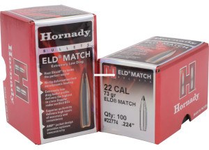 Hornady 22774 ELD Match Rifle - Bullets, 22 CAL .224 73 Gr, 100 Box - 22774