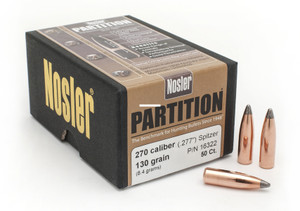 Nosler 16322 Rifle Bullets 270Cal - 130Gr Partition Spitzer .277 50Bx - 16322 Nosler 16322 Rifle Bullets 270Cal - 130Gr Partition Spitzer .277 50Bx - 16322
