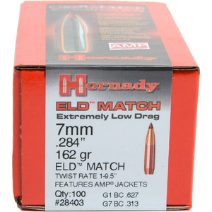 Hornady ELD Match Bullets 7mm .284 162 gr. ELD Match 100 box - 28403 Hornady ELD Match Bullets 7mm .284 162 gr. ELD Match 100 box - 28403