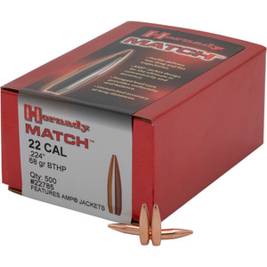Hornady Match Bullets 22 cal. .224 68 gr. BTHP Match 100 box - 2278 Hornady Match Bullets 22 cal. .224 68 gr. BTHP Match 100 box - 2278
