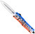 CobraTec Knives MFLBLUFS3DAGNS FS3 Blue Lure Medium 3 OTF Dagger Plain Satin D2 Steel Blade 4.50 Blue Fishing Lure Aluminum Cerakoted Handle - MFLBLUFS3DAGNS
