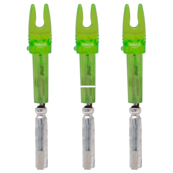 Lumenok - Lumenok X3G X Nock, Fits .204" ID - Arrows, Green, 3Pk - X3G