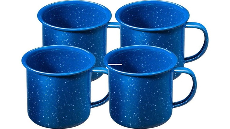 Alpine Mountain Gear - Alpine Mountain Gear AGM12ENM-4MUG - 4-Person Enamel Coffee Mug Set, Blue - AGM12ENM-4MUG