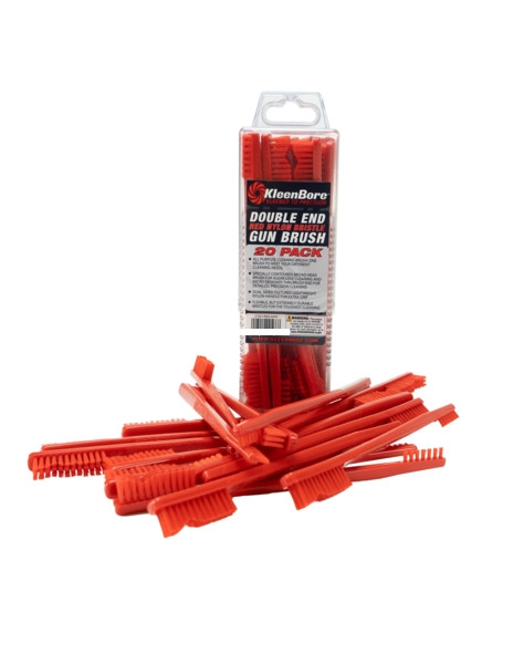 KleenBore UT221-RED-20PK Double End - Red Nylon Bristle Gun Brush (20 - UT221-RED-20PK