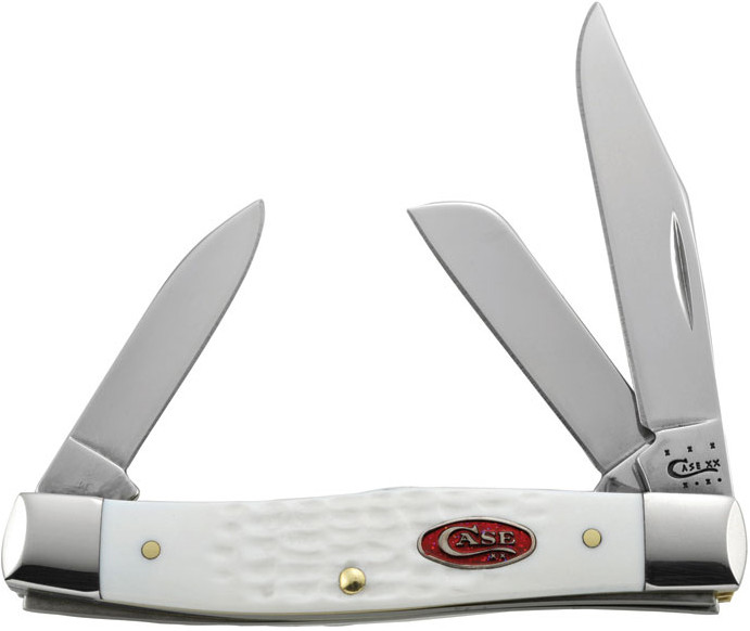 Case 60184 White Synthetic Medium - Stockman, Folding Knife, 3 Blades - 60184