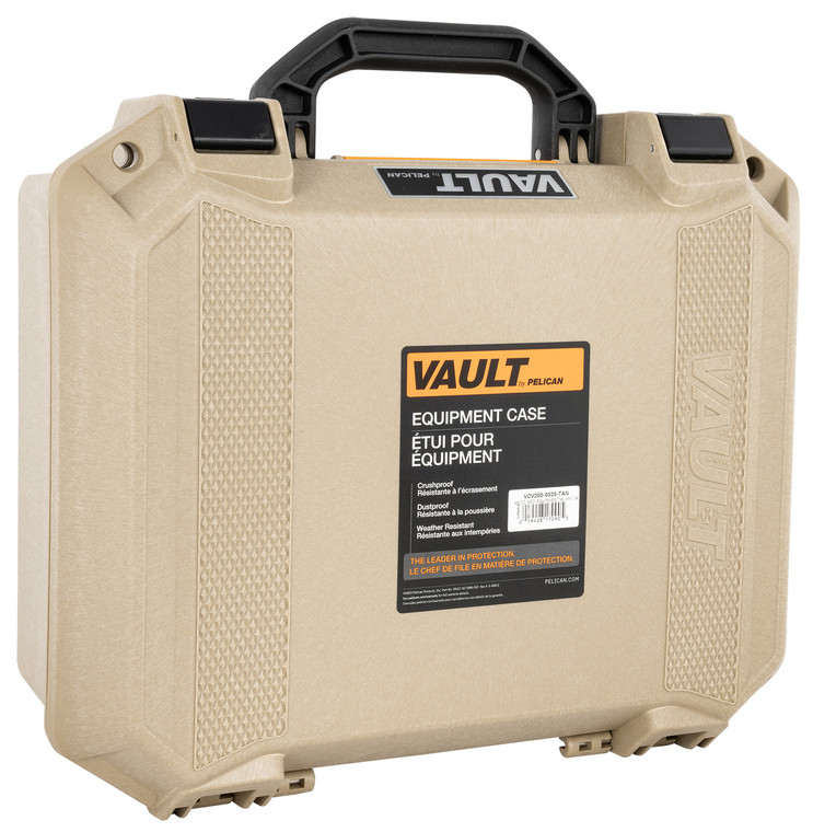 Pelican VCV200-0020-TAN Vault Med - Pistol Case, Tan, 15.4 x 13 x 6.1 " - VCV200-0020-TAN