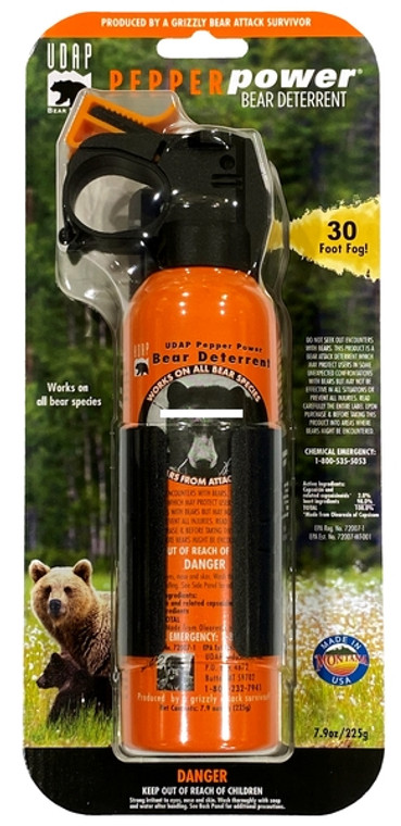 UDAP SOG 7.9oz-225g Safety Orange - Bear Pepper Spray w/ Griz Guard - SOG UDAP SOG 7.9oz-225g Safety Orange - Bear Pepper Spray w/ Griz Guard - SOG