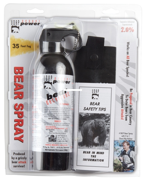 UDAP 18CP 13.4oz-380g Super Magnum - Bear Spray w/Chest Holster (fog) - 18CP