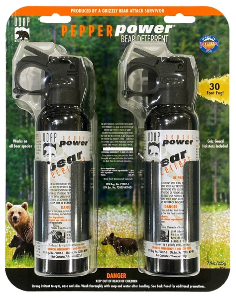 UDAP #12DCH 7.9 oz Bear Sprays with - Griz Guard Holsters (2-Pack) - #12DCH